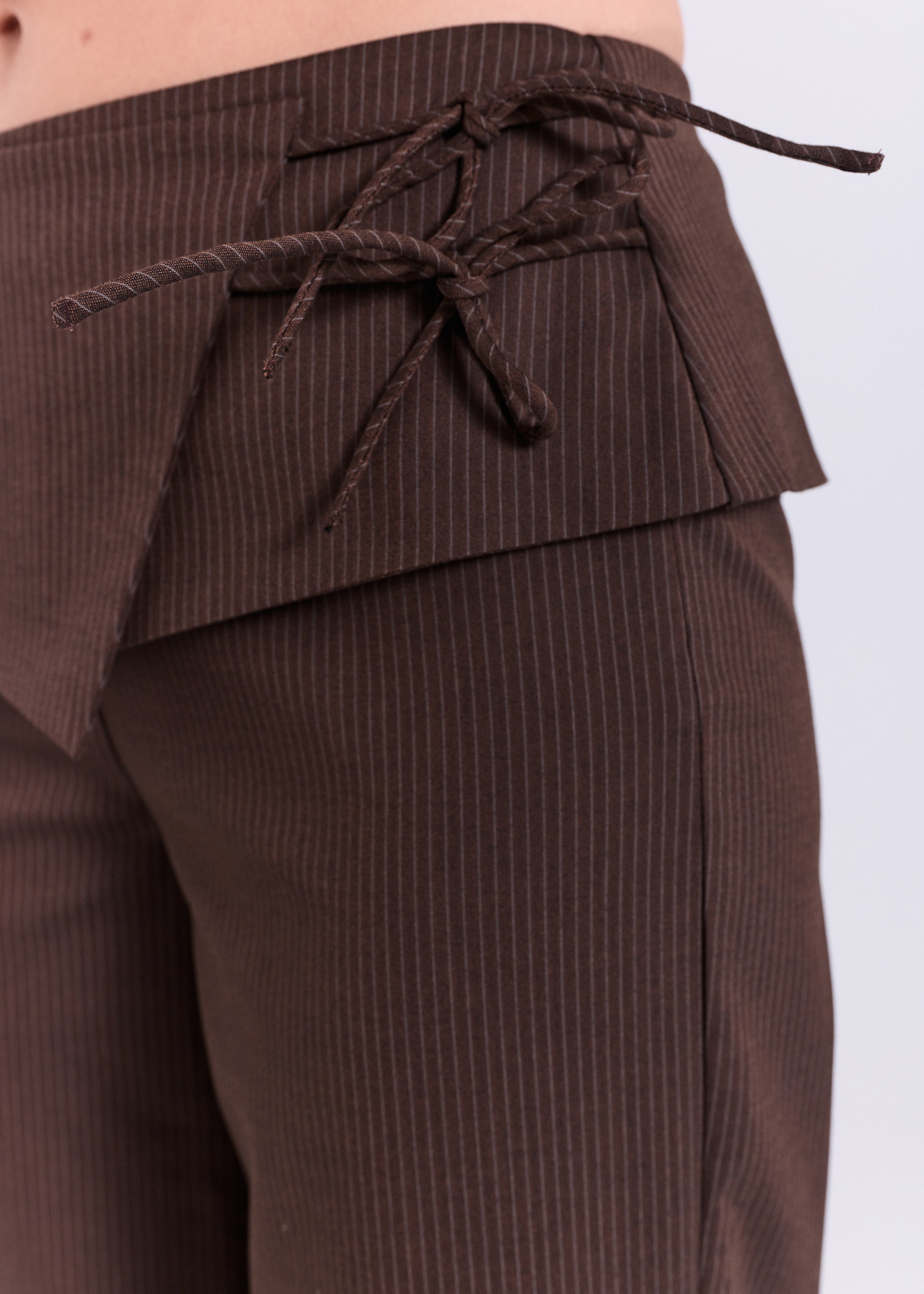 NORR Willow string pants Pants Brown pinstripe
