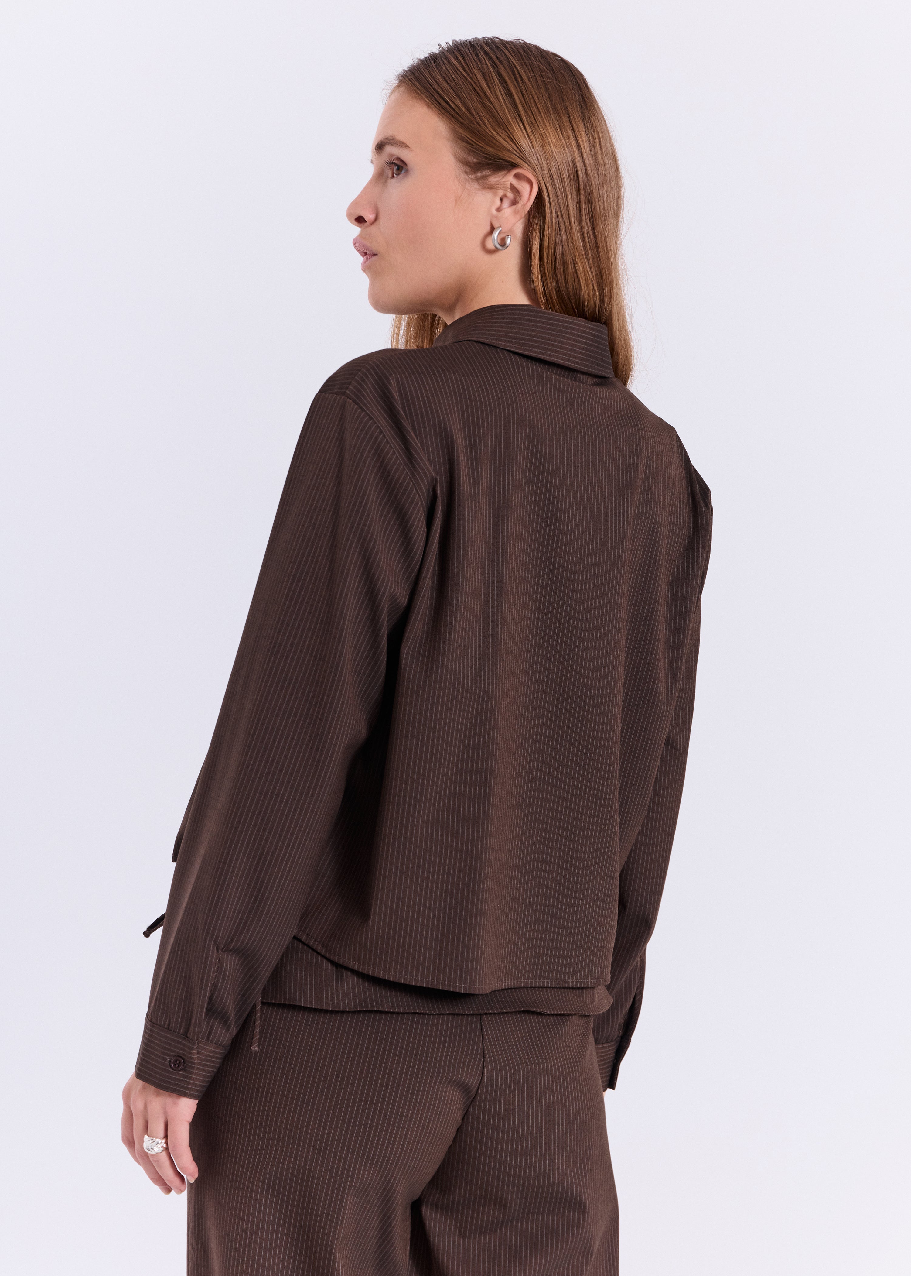 NORR Willow string shirt Shirts Brown pinstripe