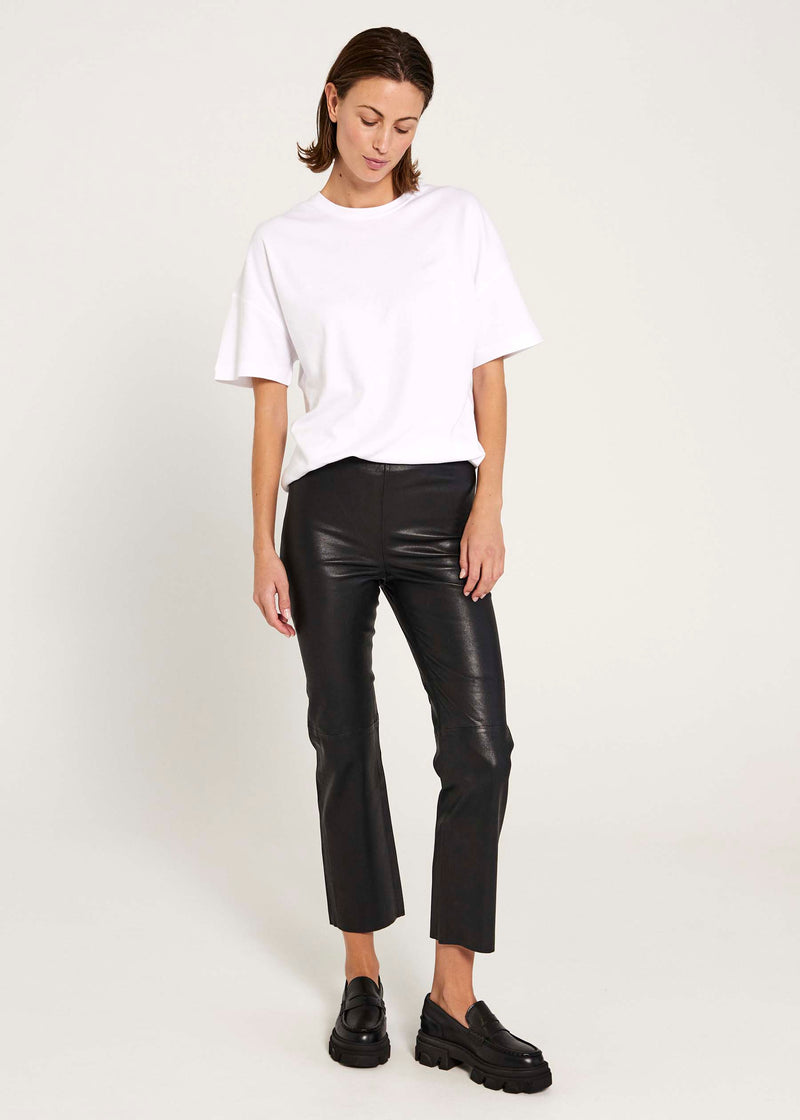 Black Faux Leather Cropped Pants
